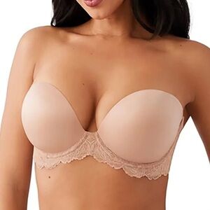 Strapless Lace-Trim Nude Push-Up Bra